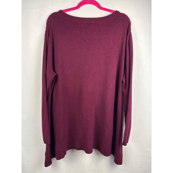 Whisper Knit Burgundy Long-Sleeve Cardigan Sweater By Louis DellOlio Size XL - Picture 4 of 5